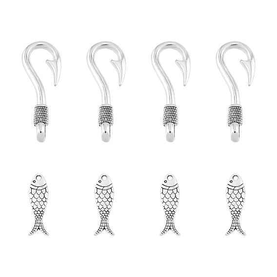 Tibetan Style Zinc Alloy Pendants, Fish and Hooks