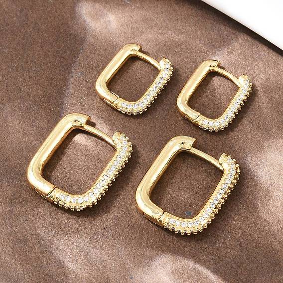 Прямоугольные латунные серьги-гвоздики с прозрачными кубическими циркониями, без кадмия и без свинца, долговечный, стойки покрытие