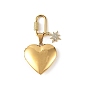 316 Médaillon en acier inoxydable et pendentif en laiton serti de micro-pavés de zirconiums cubiques, avec fermoir à vis en acier inoxydable, fleur et coeur