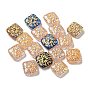 Opaque Acrylic Beads, Golden Metal Enlaced, Square