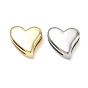 Brass Slider Charms, Heart, Cadmium Free & Lead Free, Rack Plating, Long-Lasting Plated