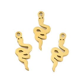 Ion Plating(IP) 304 Stainless Steel Charms, Laser Cut, Snake Charm