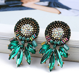 Bohemian Geometric Crystal Earrings: Trendy, Retro and High-end Ear Jewelry with Personality and European-American Style