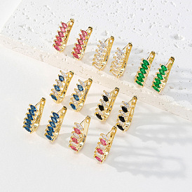 Vintage-Inspired Colorful CZ Stone Earrings with 18K Gold Plating for a Luxe Look