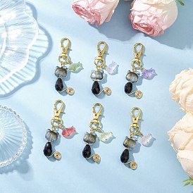 Стеклянные подвесные украшения в виде кошек и рыб, с сплава шарнирного когтя омара застежками