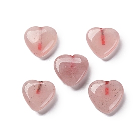 Natural Rose Quartz Beads, Half Drilled, Heart