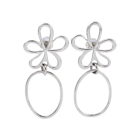 Hollow Flower 304 Stainless Steel Dangle Earrings, Stud Earrings for Women