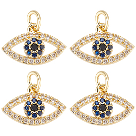 8шт. стойка гальванизированная латунь кубический цирконий подвески, Злые чары глаз, с целью перехода в кольце, долговечный, без свинца и без кадмия