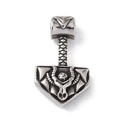 304 Stainless Steel Manual Polishing Pendants, Thor's Hammer