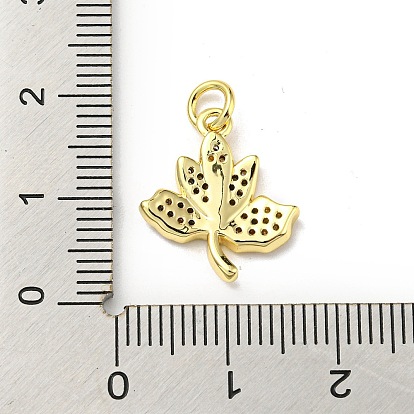 Brass Micro Pave Cubic Zirconia Pendants, Leaf
