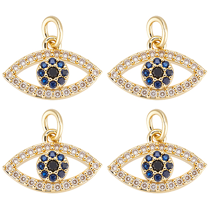 8шт. стойка гальванизированная латунь кубический цирконий подвески, Злые чары глаз, с целью перехода в кольце, долговечный, без свинца и без кадмия