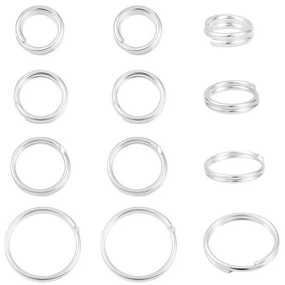 12 шт. 4 стили 925 разъемные кольца из стерлингового серебра, двойное кольцо-петля