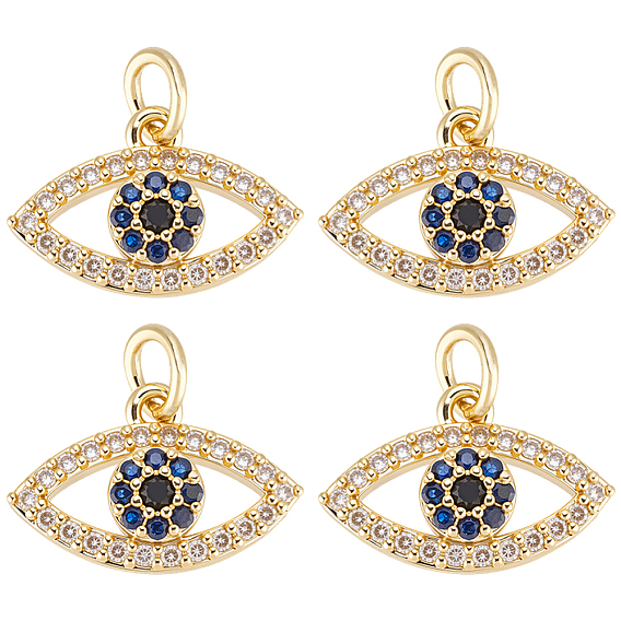 8шт. стойка гальванизированная латунь кубический цирконий подвески, Злые чары глаз, с целью перехода в кольце, долговечный, без свинца и без кадмия