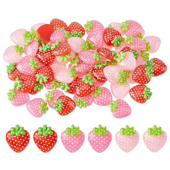 60 шт 3 цвета прозрачные кабошоны из смолы, клубника