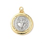 Brass Pendants, Flat Round with Sacred Heart of Jesus, Lead Free & Cadmium Free, Long-Lasting Plated, Rack Plating, with Jump Ring