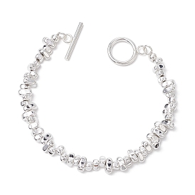 Electroplated Synthetic Non-magnetic Hematite Beads Stretch Bracelets, with 304 Stainless Steel Toggle Clasps