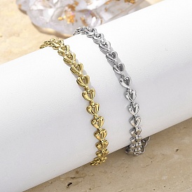 304 женские браслеты-цепочки с треугольными звеньями из нержавеющей стали, ионное покрытие (ip)