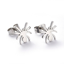 304 Stainless Steel Stud Earrings, Spider