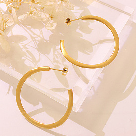 Retro Handmade Exaggerated Large Circle C-shaped Earrings for Women in Titanium Steel and 18k Gold
