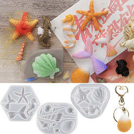 Sea Animal DIY Silicone Molds, Resin Casting Molds, for UV Resin, Epoxy Resin Jewelry Making