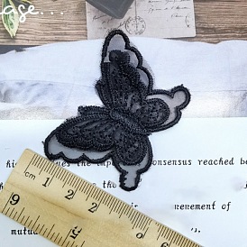 3D Double Layer Computerized Embroidery Organza Ornament Accessories, Butterfly, for DIY Dress, Hat