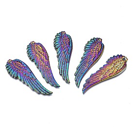 Rainbow Color Alloy Big Pendants, Cadmium Free & Nickel Free & Lead Free, Wing