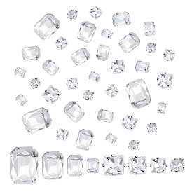 80шт 8 стиль прямоугольник восьмиугольник и квадрат пришитые стразы, многожильных ссылки, стекло горный хрусталь, с настройками латуни, аксессуары для одежды, граненые, платина