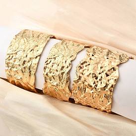 304 открытые браслеты из нержавеющей стали, широкие браслеты для женщин, текстура