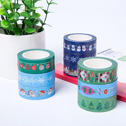 Christamas Theme Adhesive Paper Tape, for Card-Making, Scrapbooking, Diary, Planner, Envelope & Notebooks
