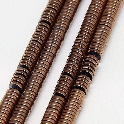 Electroplate Non-magnetic Synthetic Hematite Beads Strands, Heishi Beads, Flat Round/Disc, Grade A