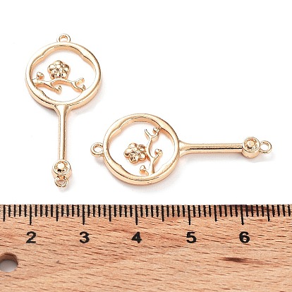 Rack Plating Alloy Resin Imitation Shell Connector Charms, Fan with Flower Links