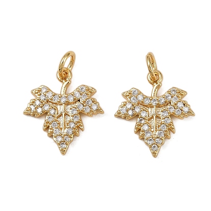 Латунные микро проложить кубического циркония подвески, лист прелести, долговечный, без кадмия и без свинца, стойки покрытие, с целью перехода в кольце