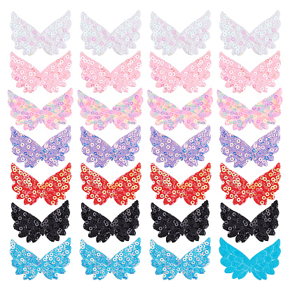 105 шт 7 цвета аппликации из полиэстера с вышивкой в виде крыльев ангела, пришить заплатки к одежде с блестками, подходит для свадебного платья