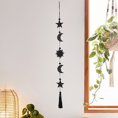 Décorations murales en bois bohème rustique, Panneau mural étoile et lune, pour galerie, salon, chambre à coucher, décoration suspendue