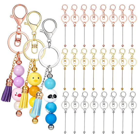 30шт. 3 цвета сплава для самостоятельного изготовления бисера кейчианы, бар, с карабин-лобстерами 