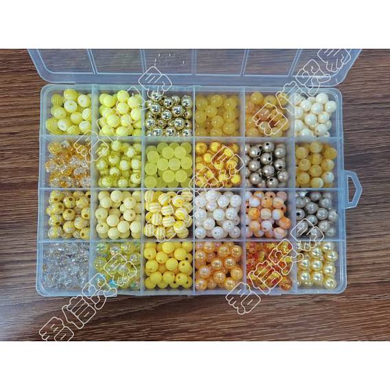 Kits de fabricación de pulseras de la serie amarilla de bricolaje, sobre 600piezas 24 estilo resina y cuentas acrílicas