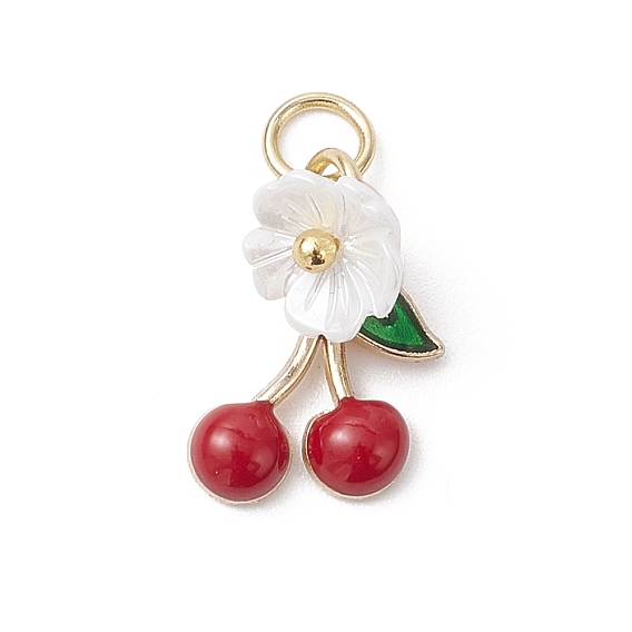 Сплав эмали прелести, с искусственным жемчужным цветком из смолы и соединительным кольцом, вишневое очарование