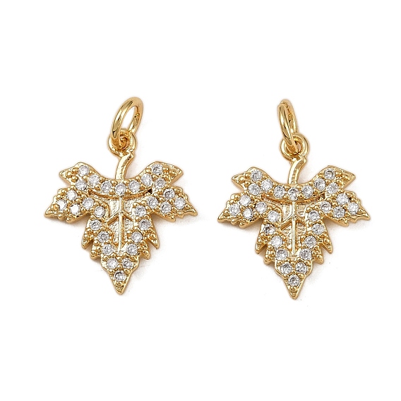 Латунные микро проложить кубического циркония подвески, лист прелести, долговечный, без кадмия и без свинца, стойки покрытие, с целью перехода в кольце