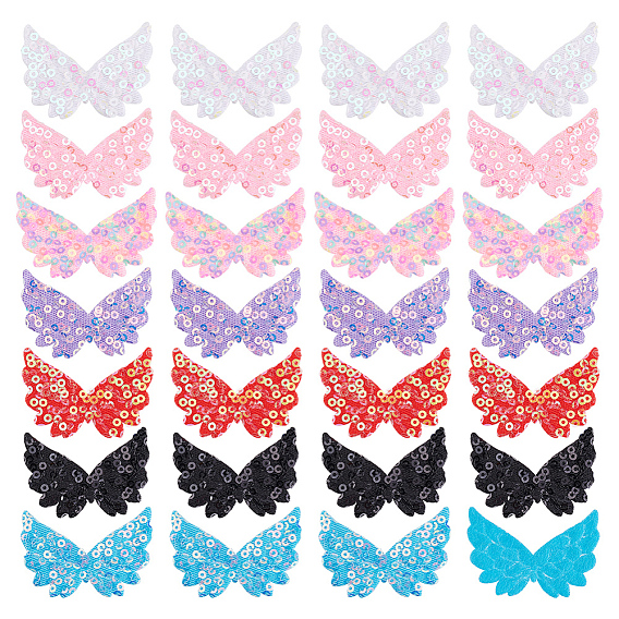 105 шт 7 цвета аппликации из полиэстера с вышивкой в виде крыльев ангела, пришить заплатки к одежде с блестками, подходит для свадебного платья