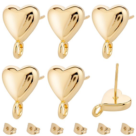 20 шт. латунные серьги-гвоздики, сердце, без никеля , долговечный, с 20шт. есть орехи
