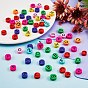 100Pcs Handmade Polymer Clay Beads, Flat Round with Letter