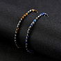 Natural Gemstone Heishi Beaded Bracelets with 201 Stainless Steel End Chains, Stainless Steel Color