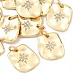 SHEGRACE Brass Micro Pave Clear Cubic Zirconia Pendants, Cadmium Free & Nickel Free & Lead Free, Rectangle Charms
