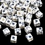 Floral Printed Porcelain Beads, Flower Patterned Ceramic Beads, Cube, 10x10x10mm, Hole: 4mm