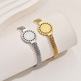 201 браслеты из нержавеющей стали с пантерой, плоский круглый в форме сердца с браслетами святого Бенедикта