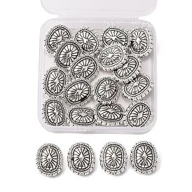 20Pcs Tibetan Style Alloy Beads, Rectangle with Rhombus