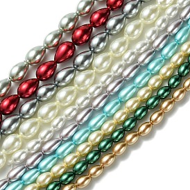 Hebras de perlas de vidrio de grado A en forma de lágrima, 6~9x4~6 mm, agujero: 1 mm, sobre 43~64 unidades / cadena, 15.7 pulgada ~ 16.1 pulgada