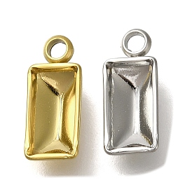 304 Stainless Steel Pendant Cabochon Settings, Rectangle