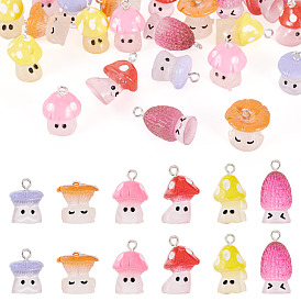 24 шт. 6 подвески из смолы с железными петлями платинового тона, гриб