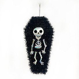 Halloween Theme Coffin with Skeketon Plastic Hanging Display Decorations